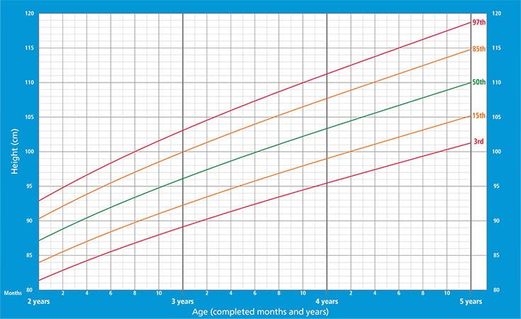 Altura para idade - dos 2 aos 5 anos