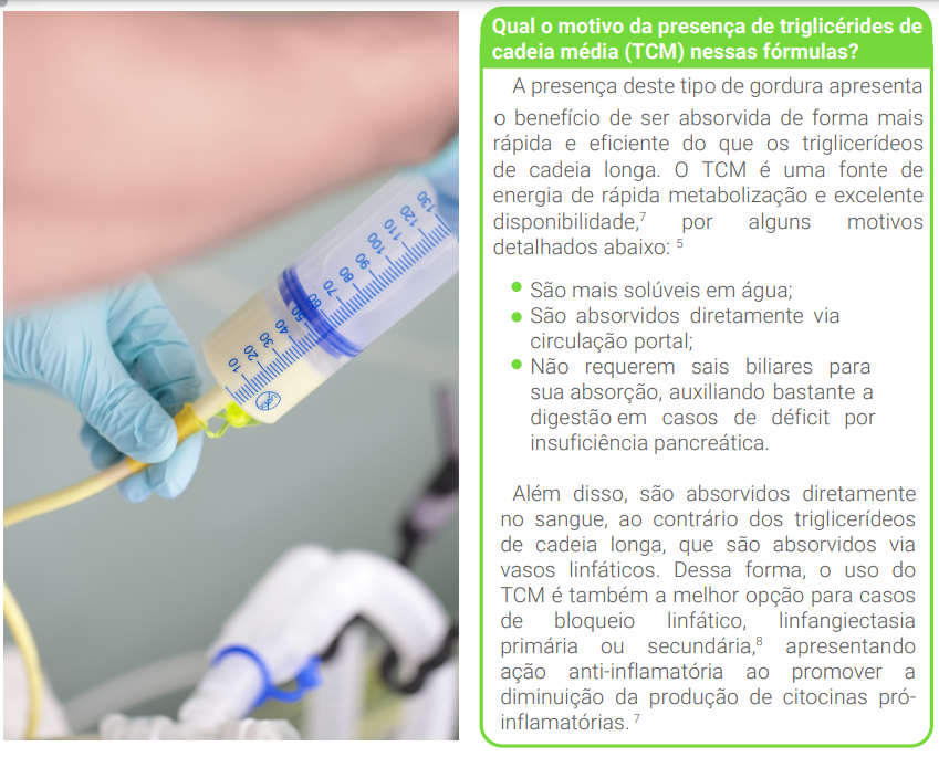 Qual o motivo da presença de triglicérides de cadeia média (TCM) nessas fórmulas?