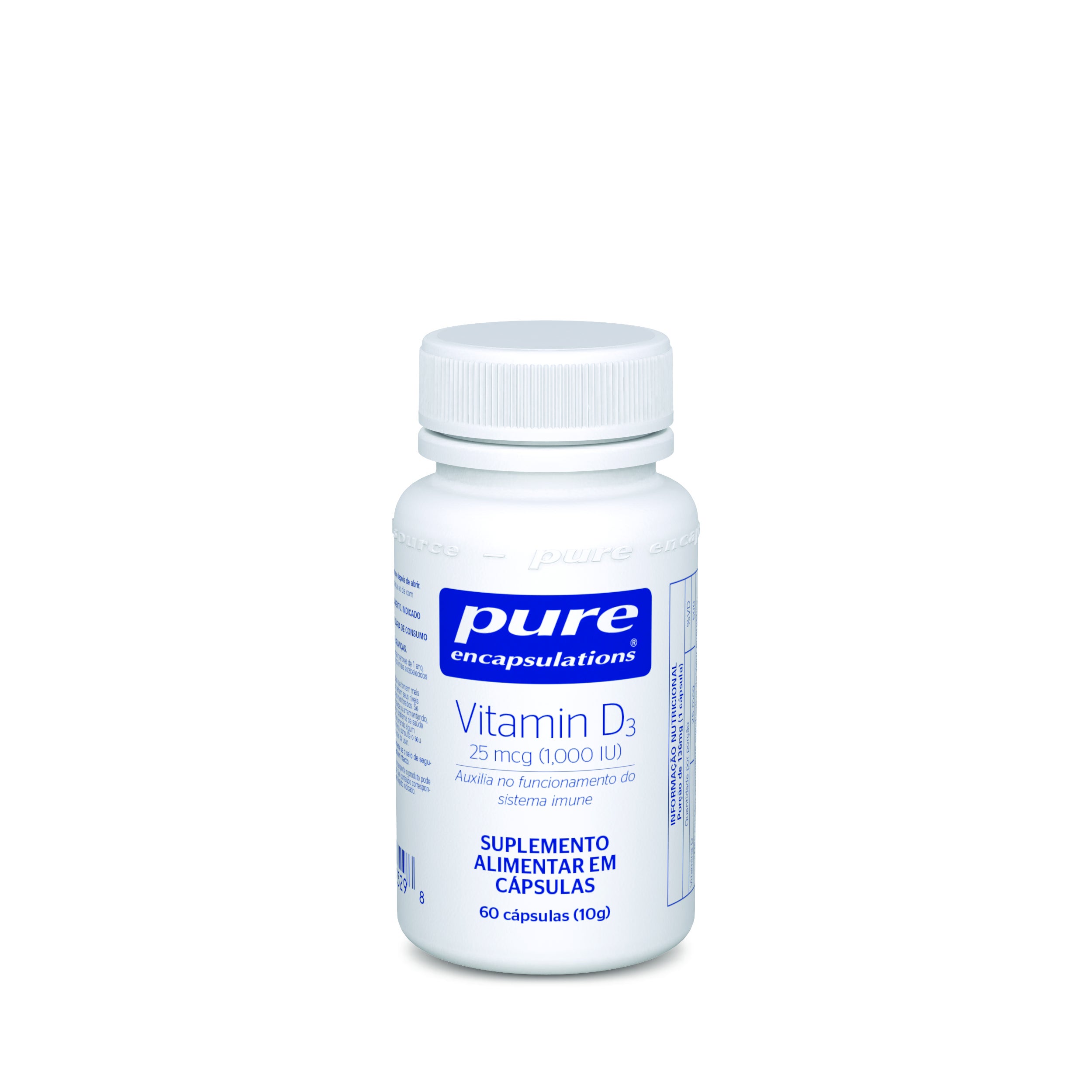 Suplemento Alimentar Pure Encapsulations Vitamina D3 de 1.000 UI - 60 cápsulas