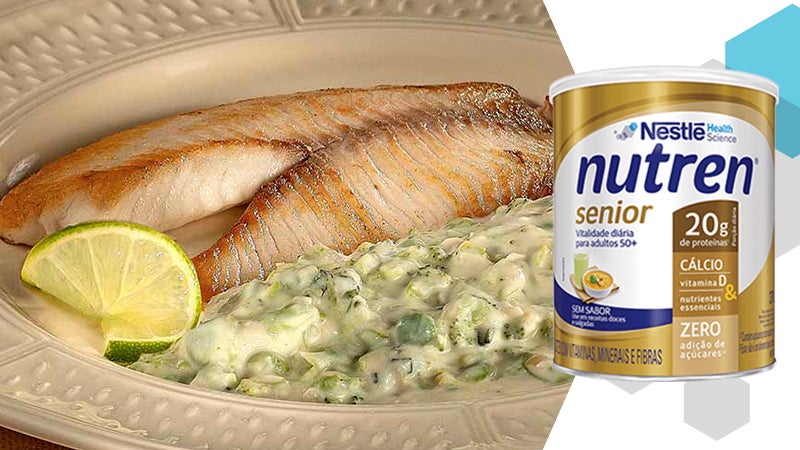Filé de peixe com purê de brócolis com Nutren® Senior