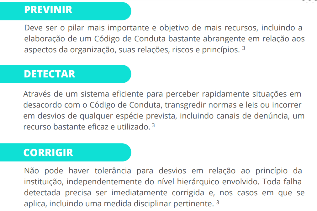 3 pilares básicos de um programa de compliance