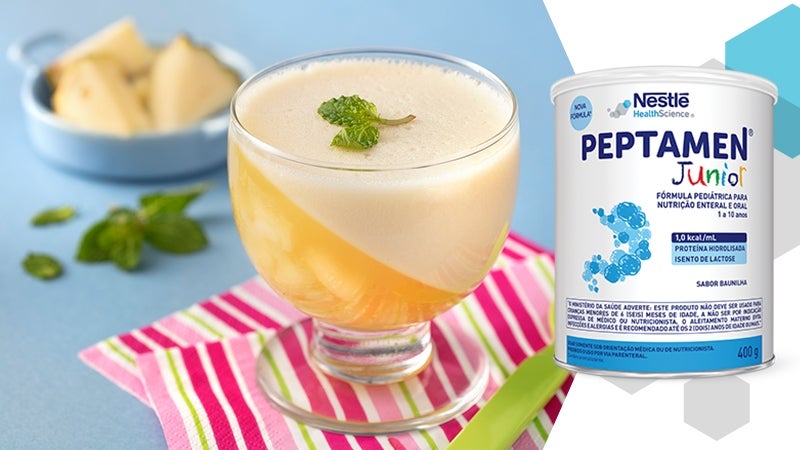 Gelatina de abacaxi com creme e PEPTAMEN® Junior