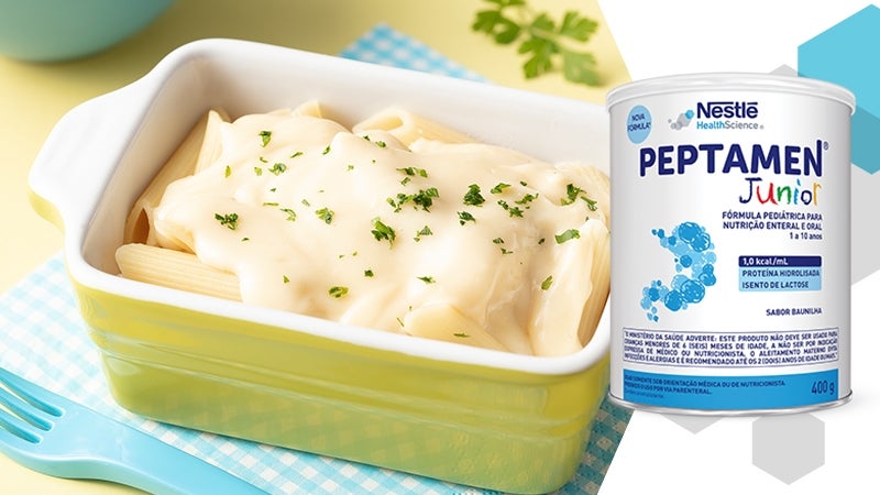 Macarrão com molho de queijo e PEPTAMEN® Junior